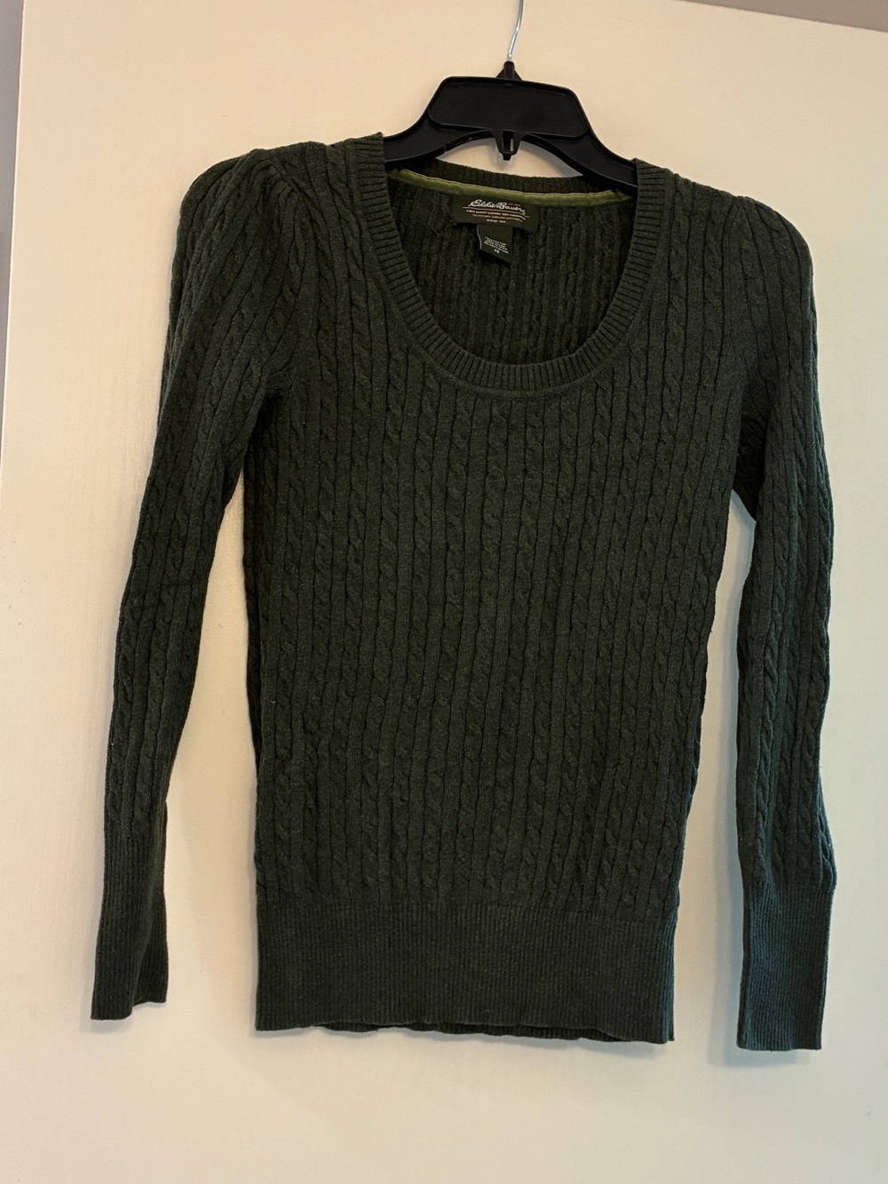 Eddie Bauer Women's Dark Green Cable Knit Sweater
